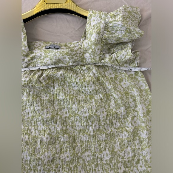 Rails Skylar Revolve Dress Green Posies Cotton Gauze Midi Ruffle Linen size XS - Picture 7 of 9